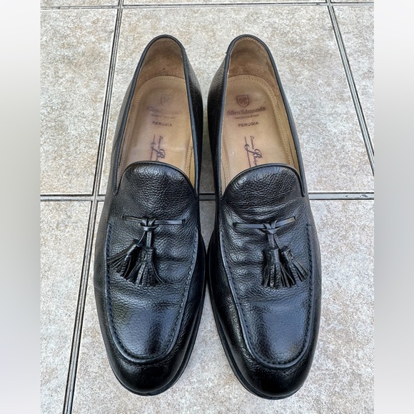 Allen Edmonds PERUGIA Black Leather Tassel Loafer Wide Made In Italy